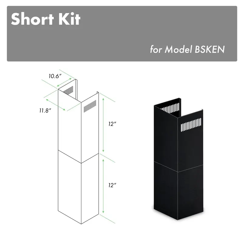 Zline Dual 12-Inch Black Stainless Short Chimney Sections For 7–8-Foot Ceilings (Sk-Bskbn) 1