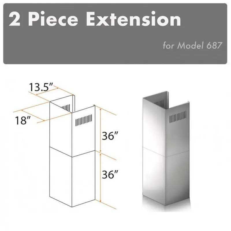 Zline Dual 36-Inch Chimney Extension Kit For 10–12 Ft Ceilings (2Pcext-687) 1