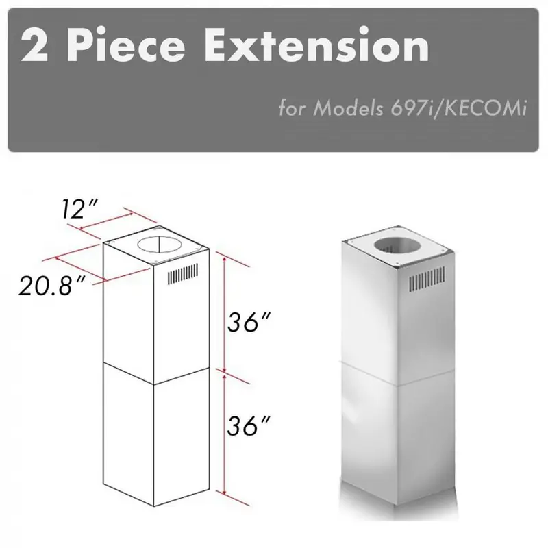 Zline Dual 36-Inch Chimney Extension Kit For 697I & Kecomi Hoods (2Pcext-697I/Kecomi) 1