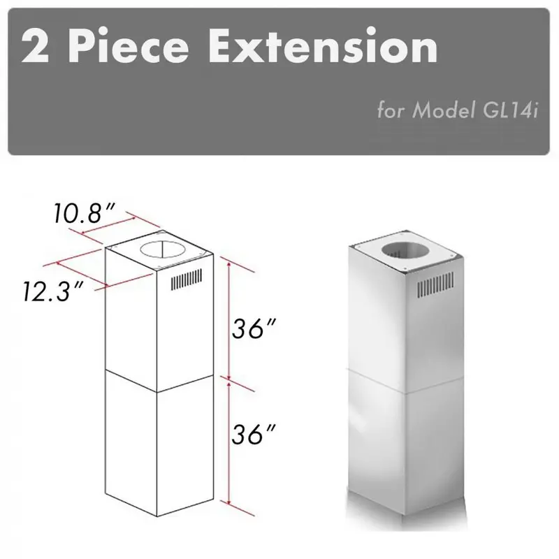 Zline Dual 36-Inch Chimney Extension Kit For Gl14I Series (2Pcext-Gl14I) 1