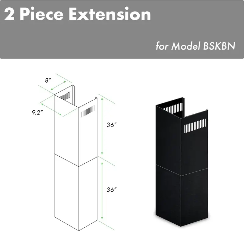 Zline Dual 36-Inch Chimney Extensions For 10–12 Ft Ceilings – Matte Black Stainless (2Pcext-Bskbn) 1