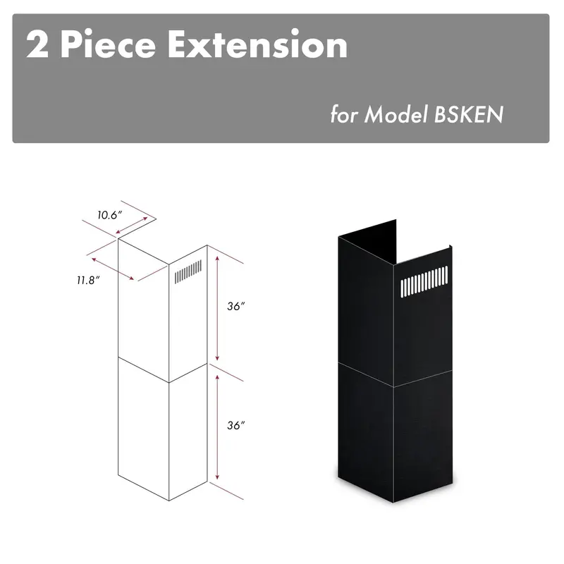 Zline Dual 36-Inch Chimney Extensions For 10–12 Ft Ceilings – Premium Stainless (2Pcext-Bsken) 1