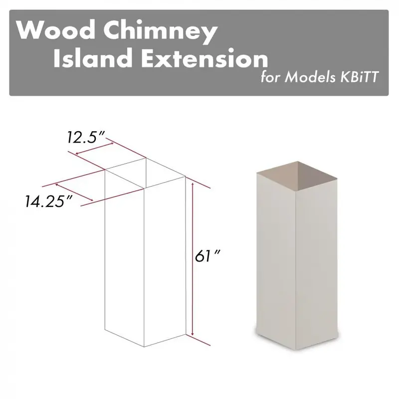 Zline Kbitt-E 61-Inch Wooden Chimney Extension – Compatible With Tall Ceilings (12.5 Ft.) 1