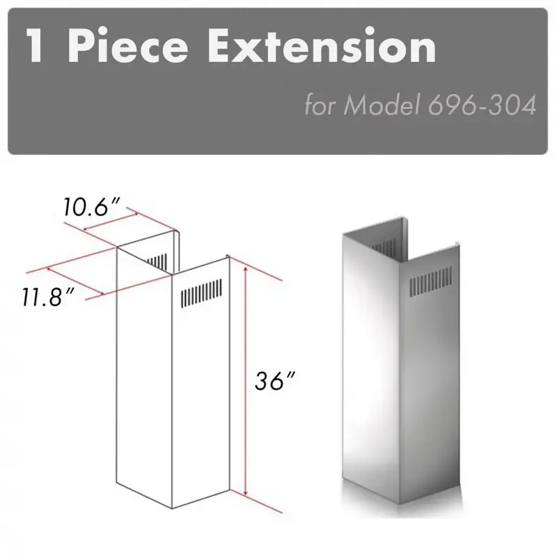 Zline Outdoor 36-Inch Single Chimney Extension For 9–10 Ft Ceilings (1Pcext-696-304) 1