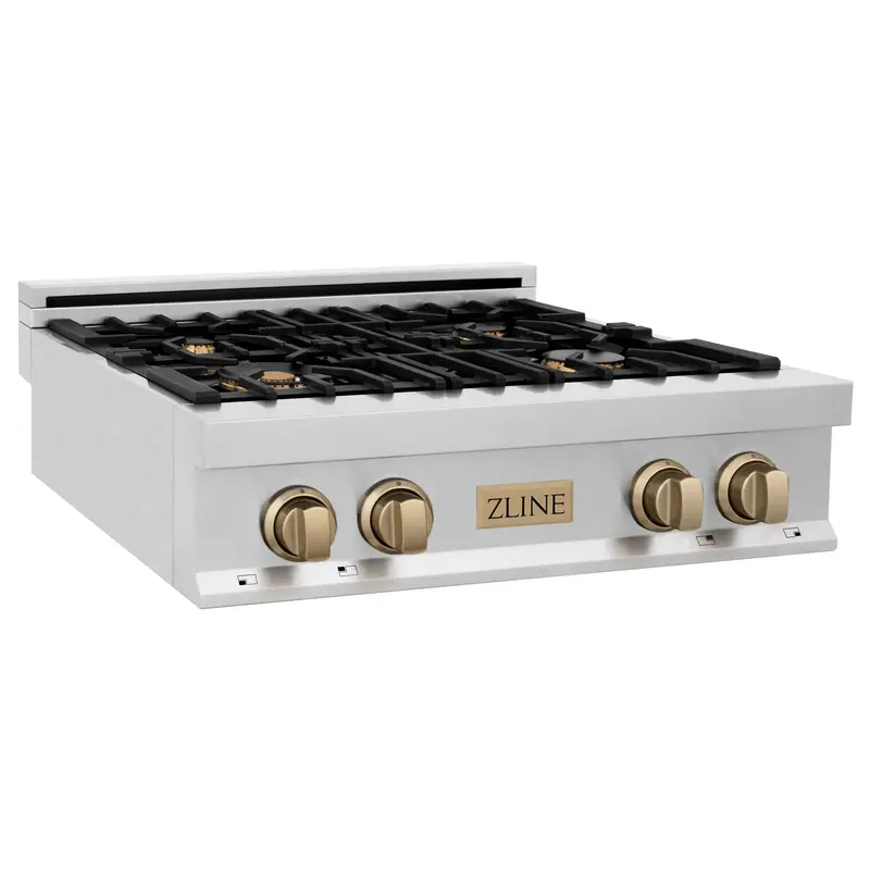 Zline Rtz-30 Autograph Edition 30" Stainless Steel Porcelain Rangetop — 4 Burner Gas Cooktop 1