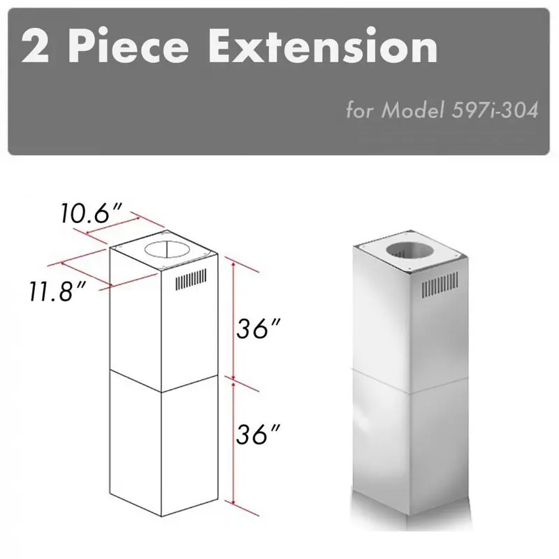 Zline Two-Piece 36-Inch Chimney Extension Kit – Premium 304 Stainless Steel (2Pcext-597I-304) 1