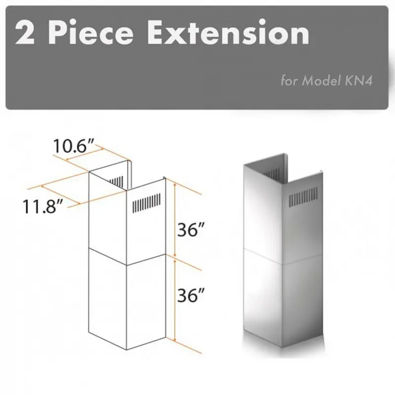 Zline Two-Piece Chimney Extension Kit – For 10-Foot To 12-Foot Ceilings (2Pcext-Kn4) 1